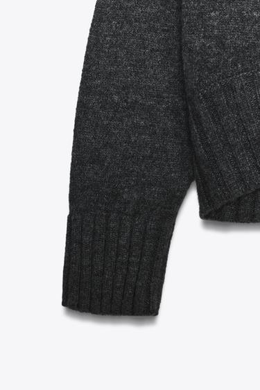 PULL EN MAILLE CÔTELÉE - Gris chiné de Zara - Image 8