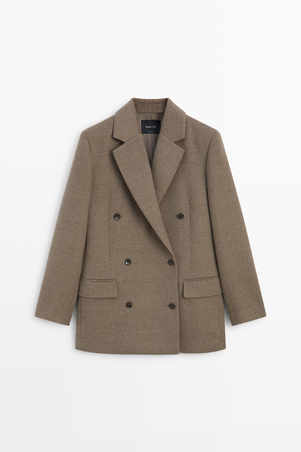 Medium wool blend double-breasted coat — Beige