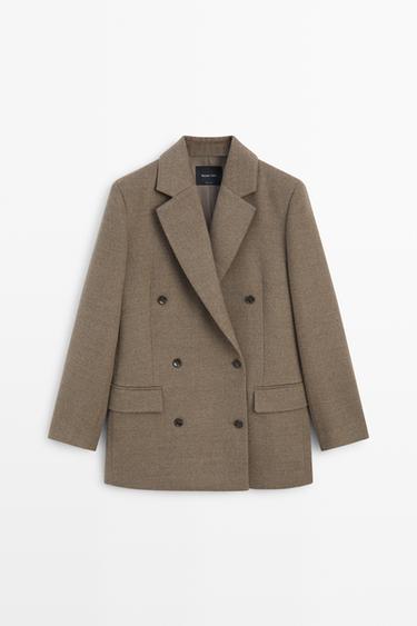 Medium wool blend double-breasted coat — Beige 1