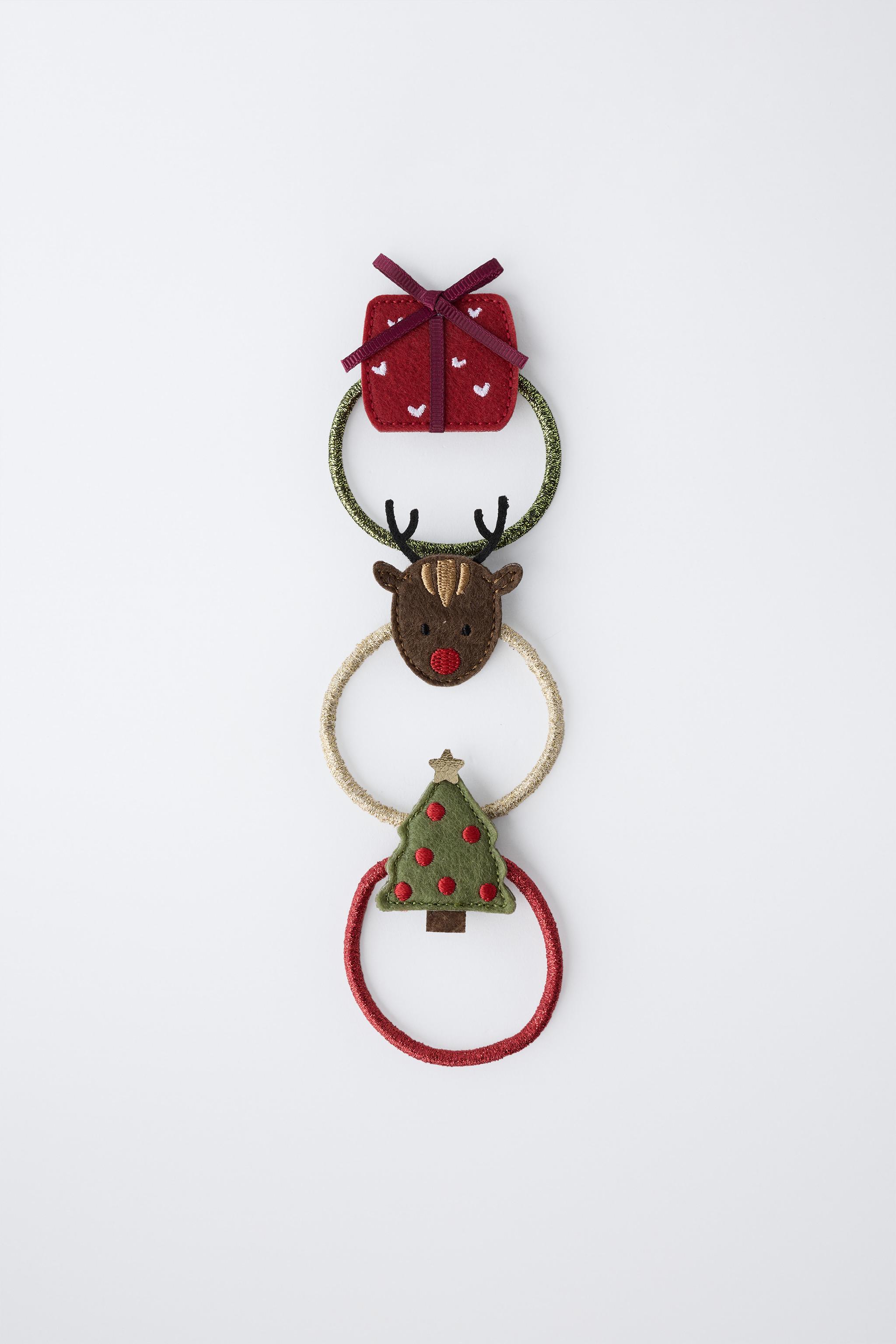 THREE-PACK OF REINDEER, TREE, AND GIFT HAIR TIES