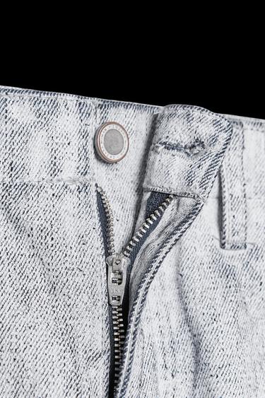 Zara ZW COLLECTION TAPERED COATED MID-RISE JEANS - Blue