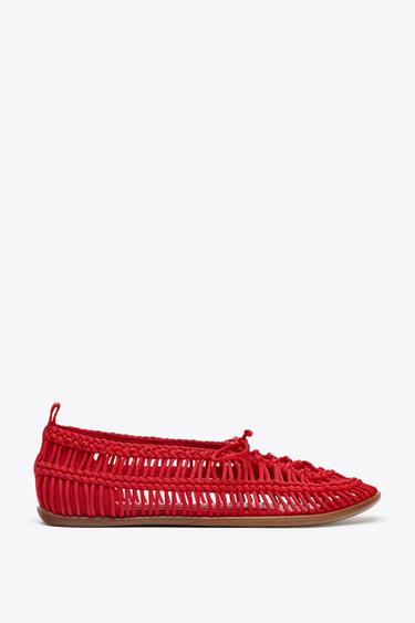ПЛЕТЕНЫЕ ТУФЛИ НА ШНУРОВКЕ — Красный от Zara