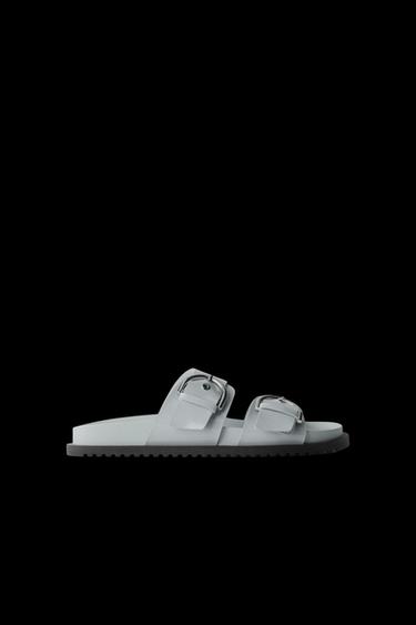 PATENT BUCKLE SANDALS - Blue by Zara - Image 0