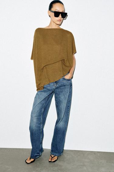 Zara DRAPED CAPE TOP - Olive green
