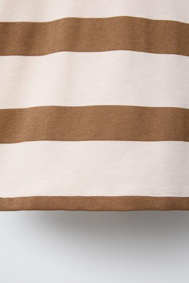 STRIPED POLO SHIRT - Brown / Ecru by Zara - Image 3