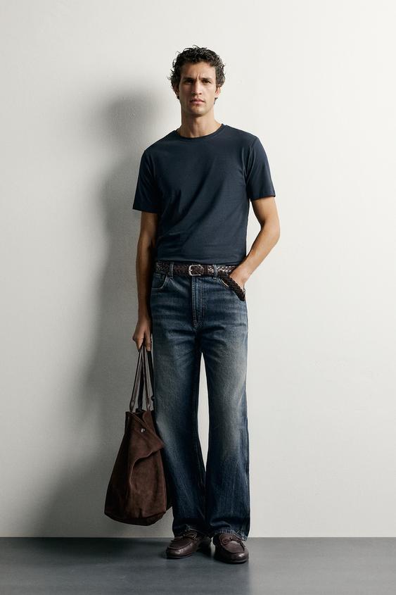 BASIC SLIM FIT T-SHIRT /01 - Navy blue by Zara - Image 0