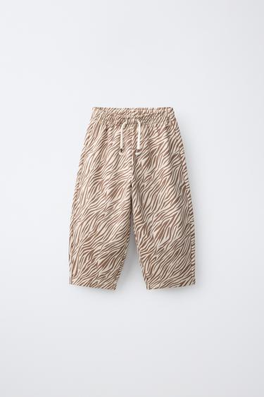 Zara 動物紋印花氣球褲 - 米棕色