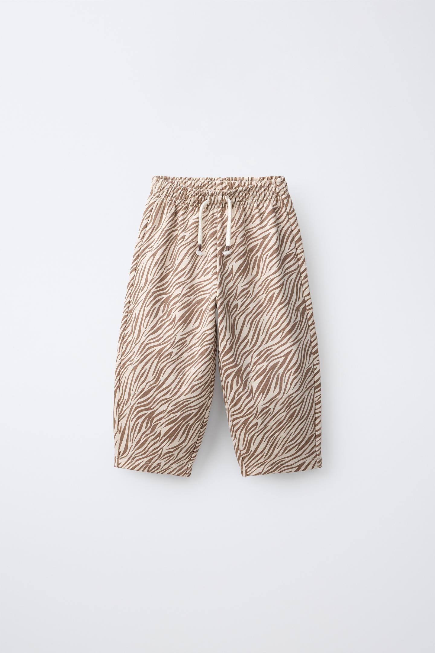 Детские брюки Zara Animal Print Balloon, цвет: Бежевый коричневый — фото 1