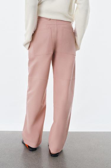 PANTALON EN CUIR 100% ZW COLLECTION ÉDITION LIMITÉE - Rose de Zara - Image 2
