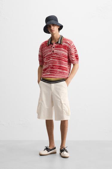 POLO EN MAILLE CONTRASTE - Rouge de Zara - Image 0
