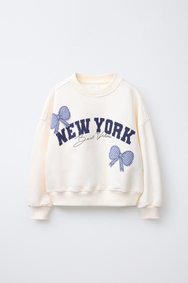 SWEATSHIRT MIT VICHYKAROS-FLECKEN - Cremefarben von Zara