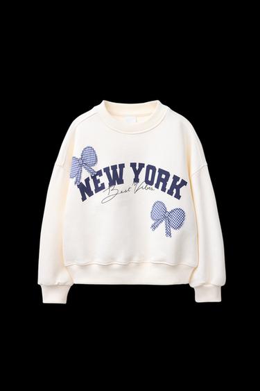 Zara GINGHAM PATCH SWEATSHIRT - Ecru - Image 0