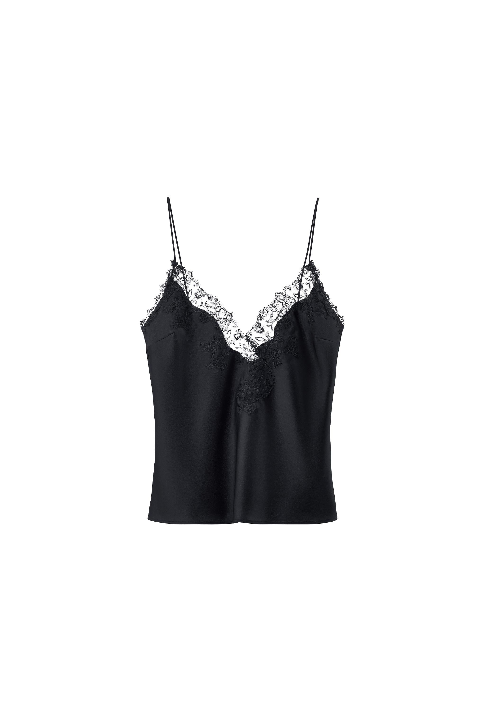 SATIN LACE STRAP TOP - Black | ZARA United States