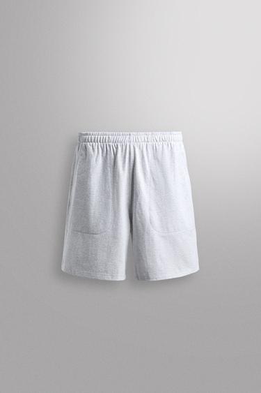 ДЖОГГЕРЫ-ШОРТЫ ИЗ ХЛОПКА 9" — СЕРЫЙ С МЕЛАНЖЕВЫМ ЭФФЕКТОМ от Zara