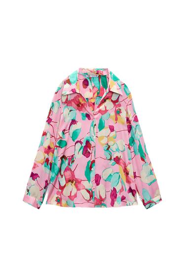 FLORAL SATIN BLOUSE