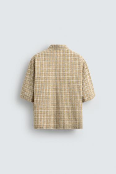 CHEMISE COUPE CARREE À CARREAUX - Moutarde de Zara - Image 7