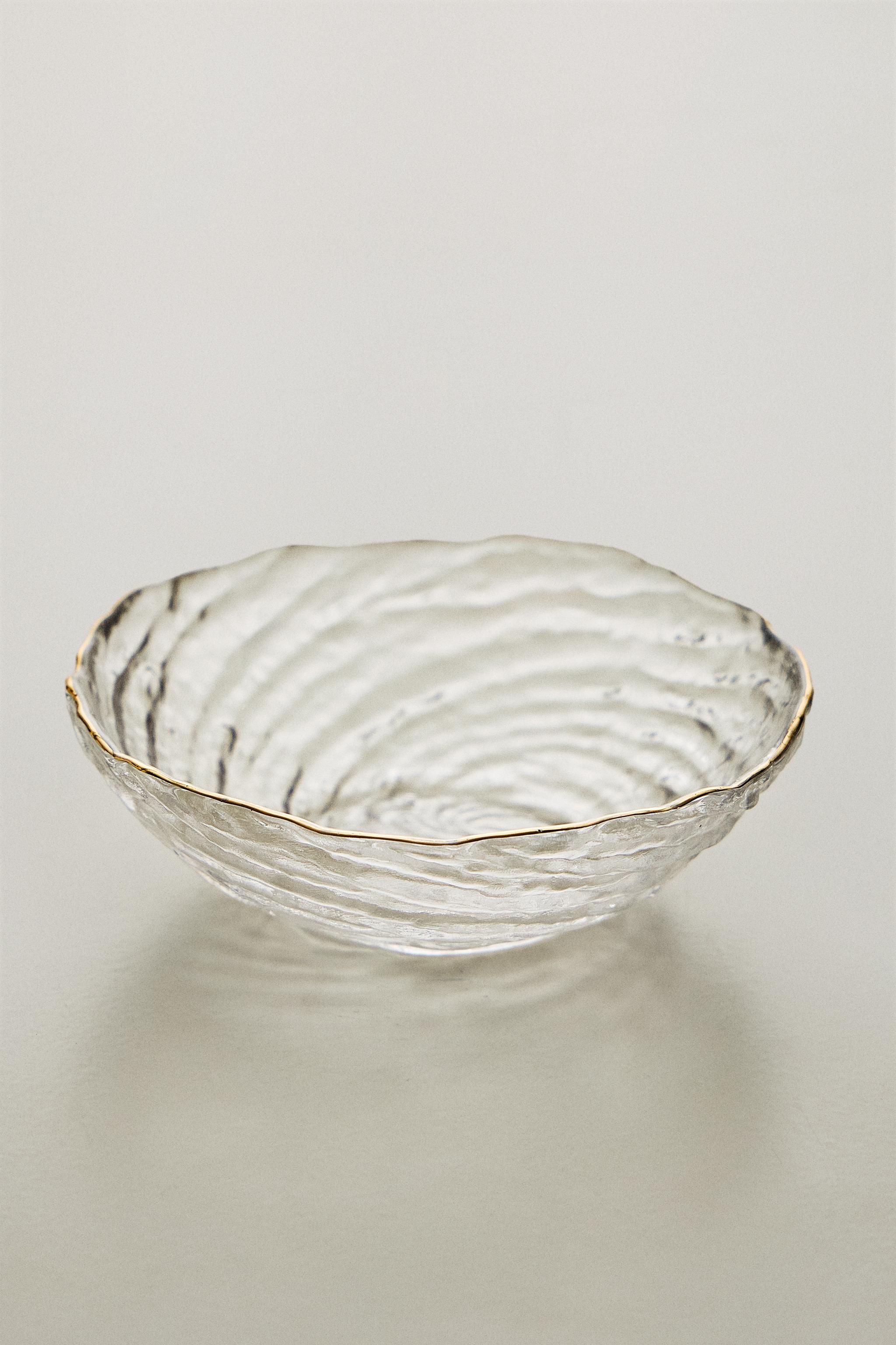 GLASS BOWL WITH GOLD RIM — Gold