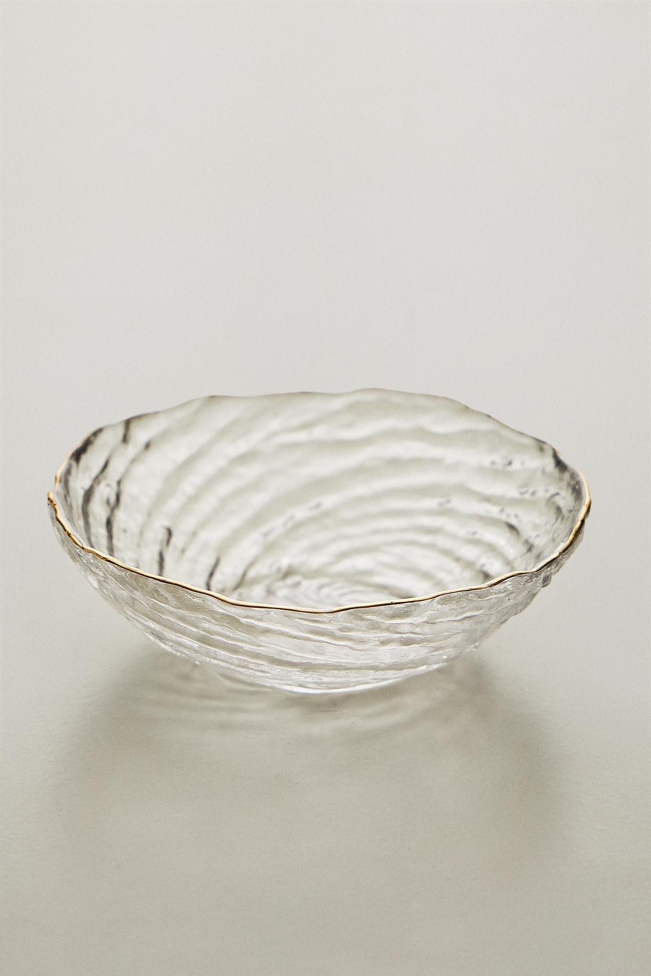 GLASS BOWL WITH GOLD RIM — Gold