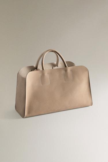 MINI SAC CABAS CUIR NUBUCK - Blanc écru de Zara - Image 1