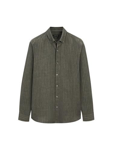 Zara Striped flowing linen shirt - Green marl