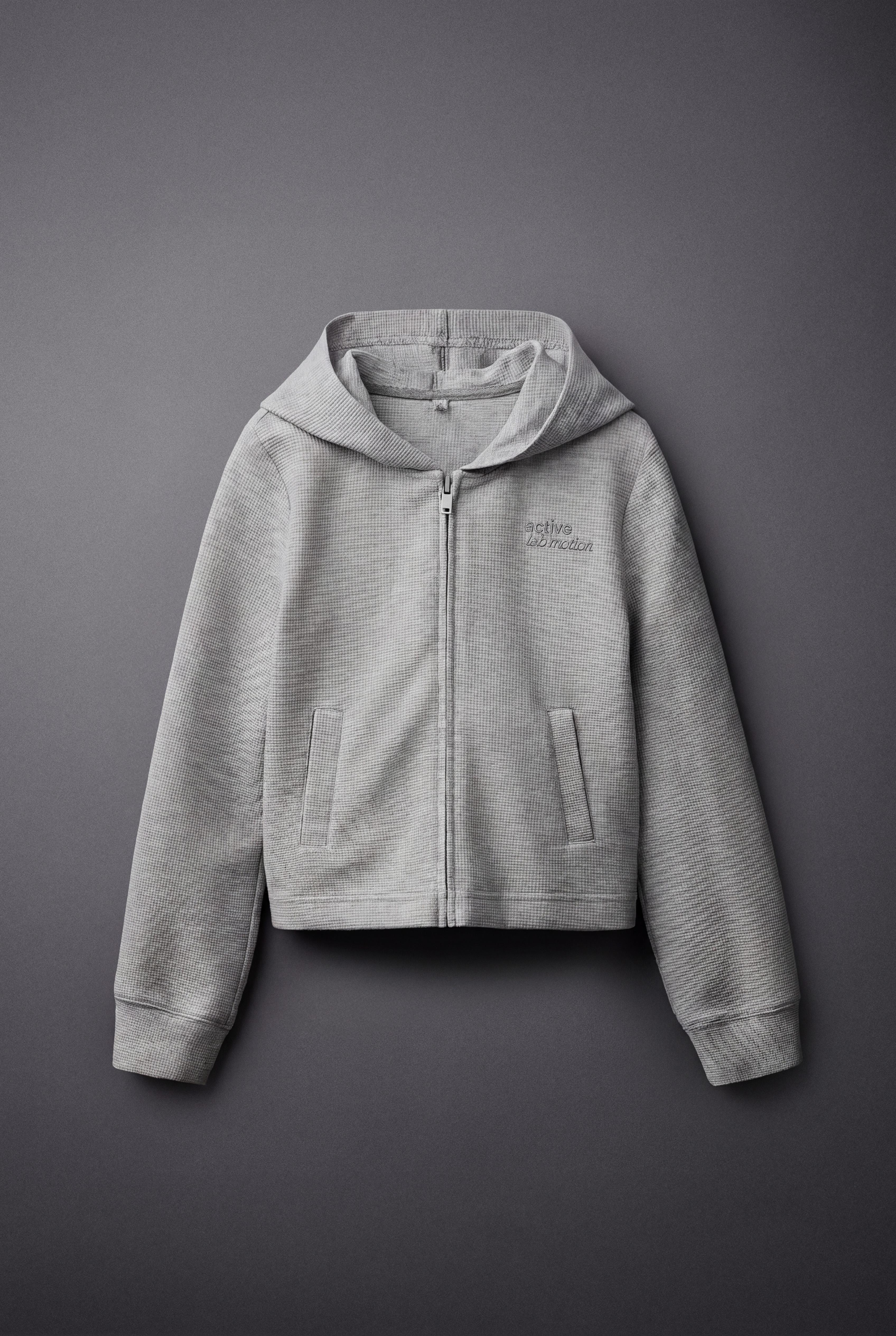 WAFFLE GYM HOODIE — Gray marl