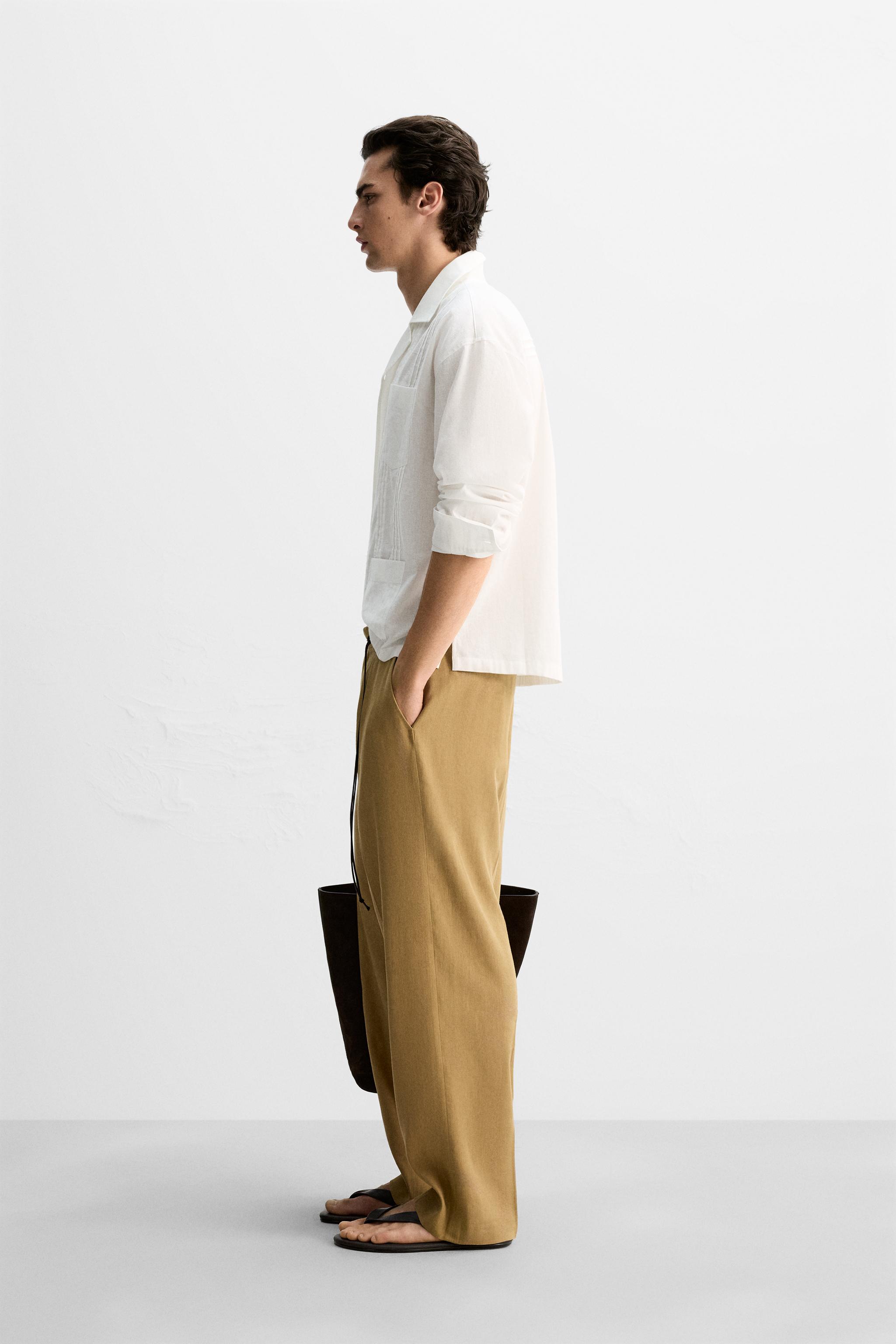【ZARA】タック入りコットンリネンシャツ ホワイト 3772/242/250 タック入りコットンリネンシャツ - ホワイト | ZARA Japan / 日本