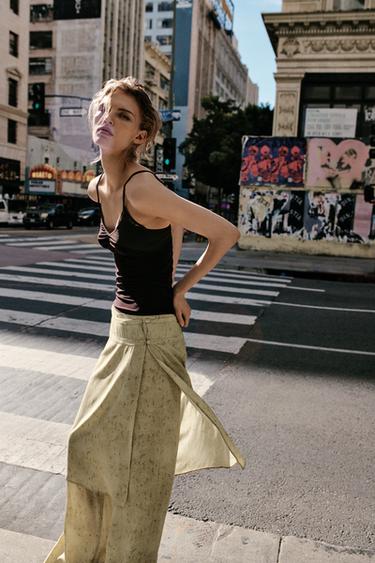 PANTALÓN PAREO ESTAMPADO - Verdes de Zara