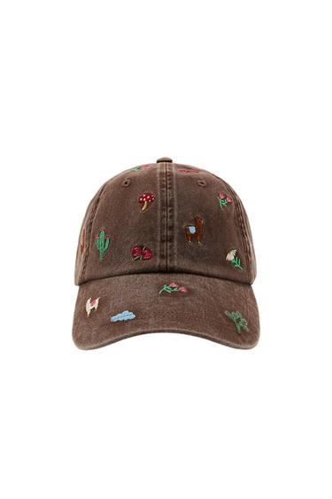 GORRA SARGA BORDADOS - Marrón de Zara
