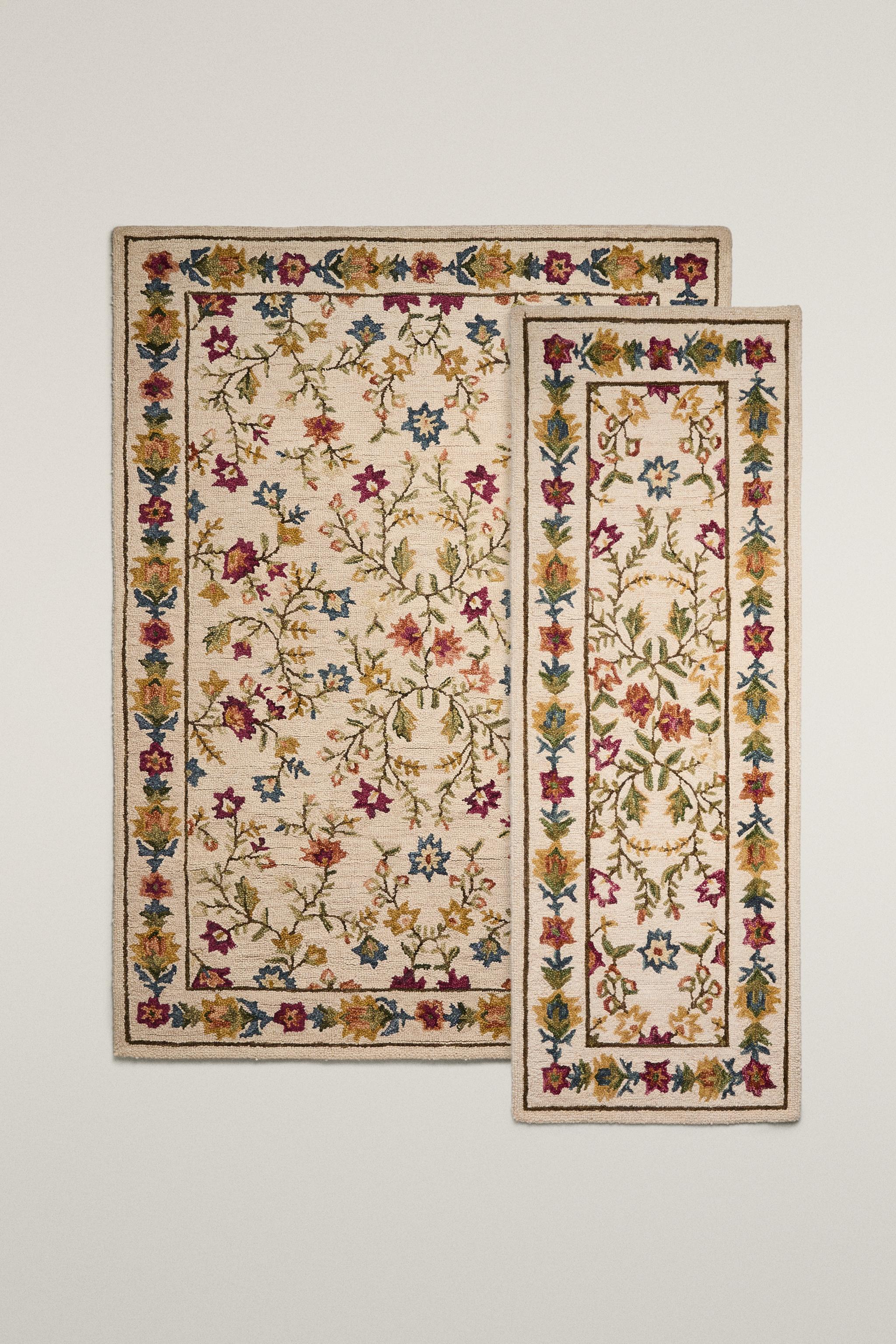 FLORAL PRINT WOOL RUG