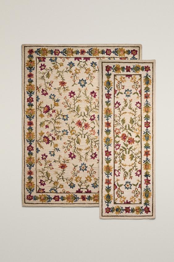Zara FLORAL PRINT WOOL RUG - Multicolored - Image 0