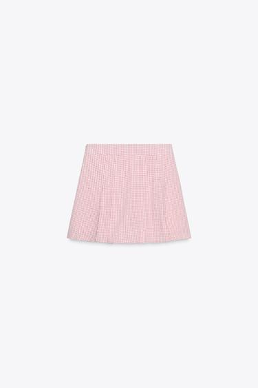 JUPE-CULOTTE À CARREAUX VICHY - Rose / Blanc de Zara - Image 6