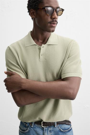 POLO EN MAILLE STRUCTURÉE - vert délavé de Zara - Image 5