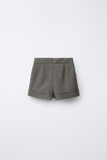 SHORT IMPRIMÉ À CARREAUX - Kaki de Zara - Image 1