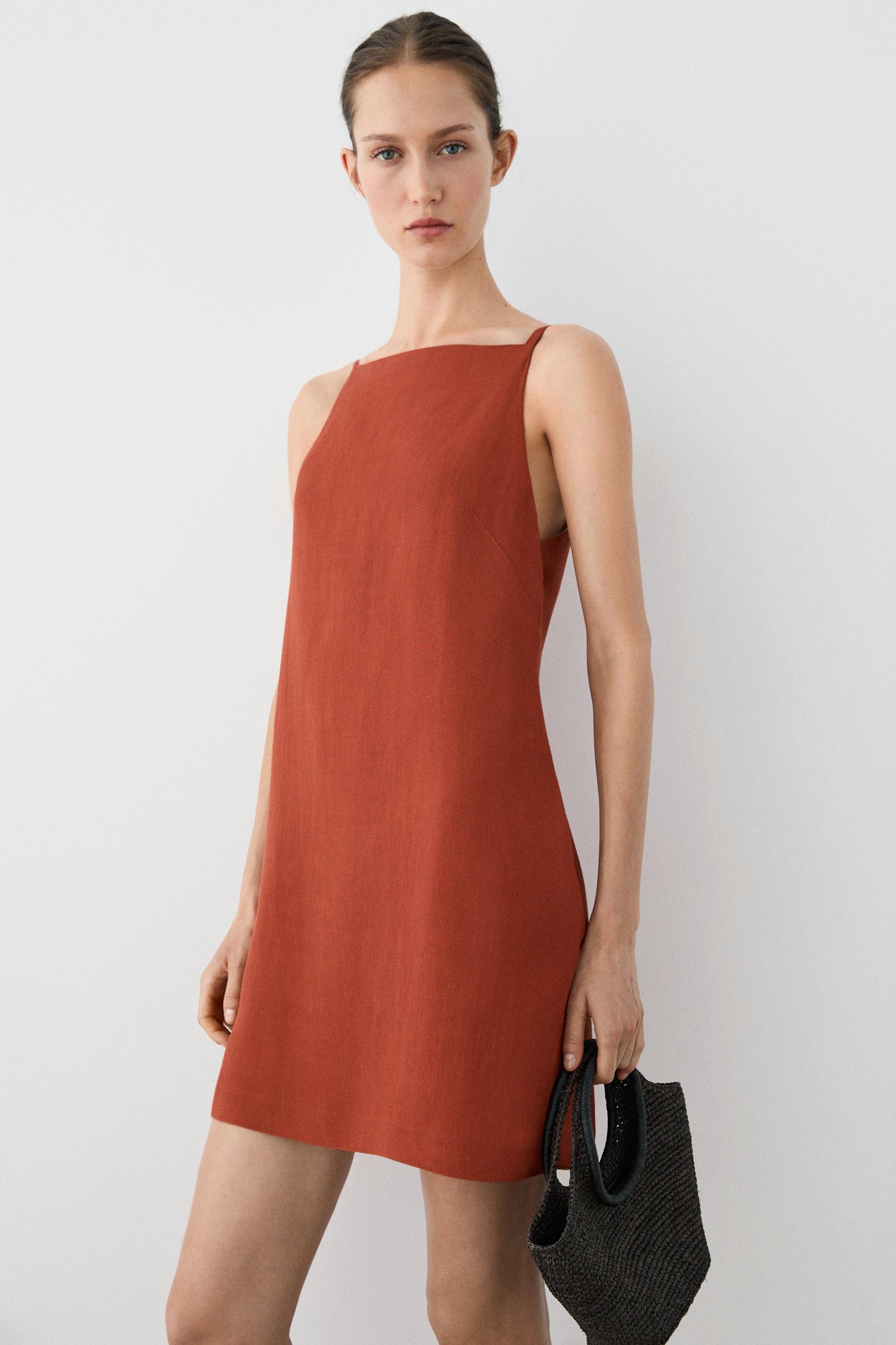 Strappy mini dress — Brick