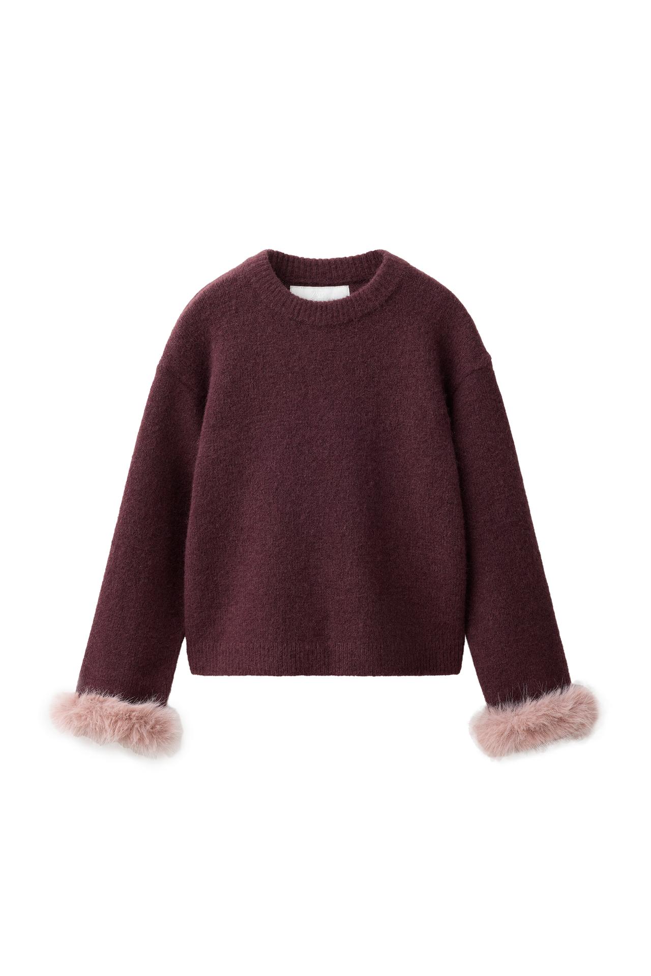 ДЖЕМПЕР СО СЪЕМНЫМИ МАНЖЕТАМИ ИЗ ИСКУССТВЕННОГО МЕХА