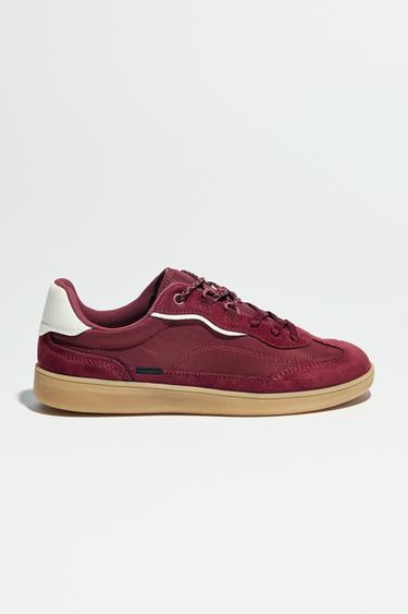Zara COMBINATION SNEAKERS - Burgundy Red
