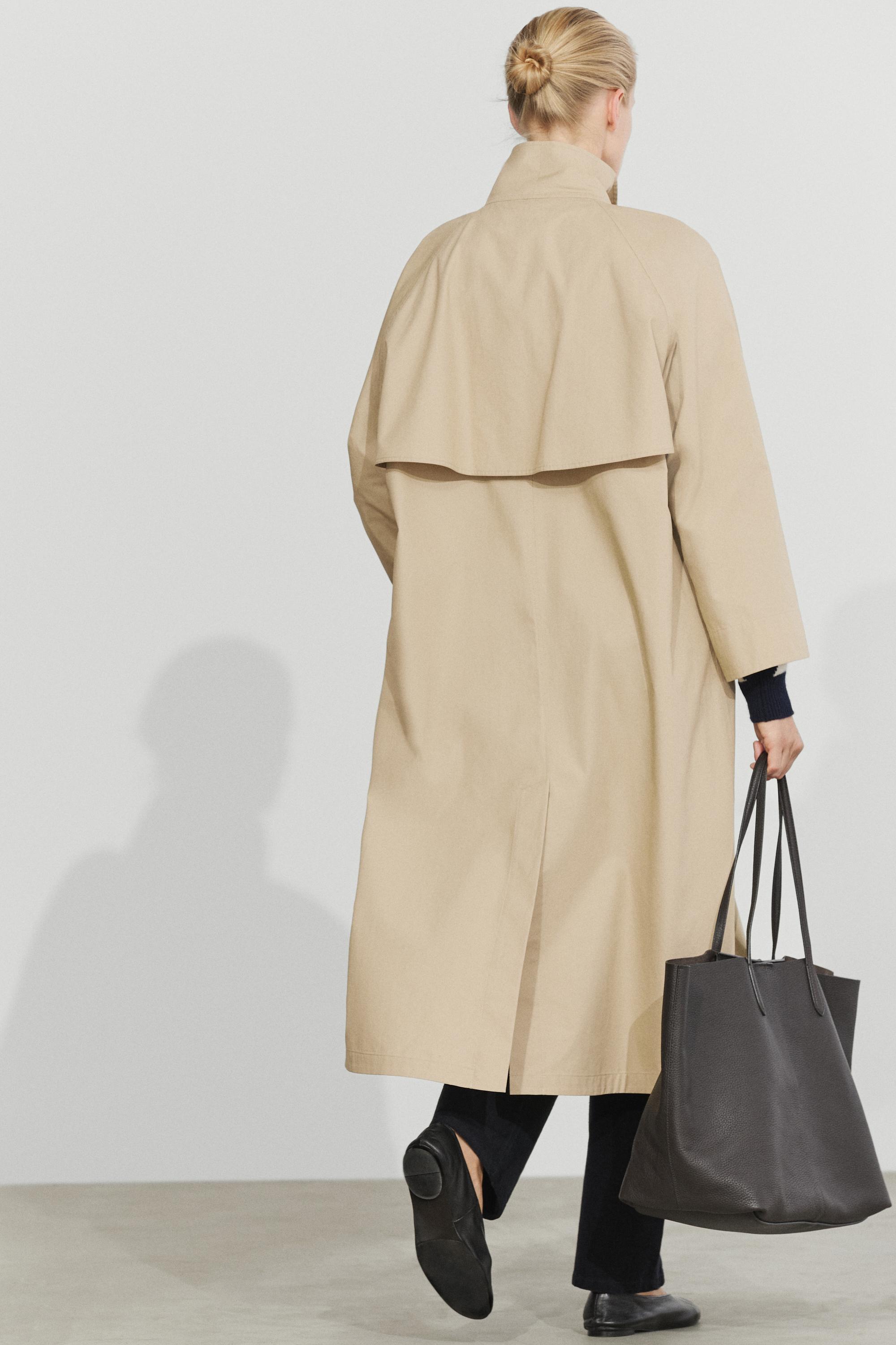 100% Cotton High-Neck Trench Coat