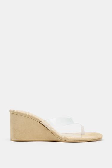 VINYL TOE-POST WEDGES - Light beige by Zara - Image 0