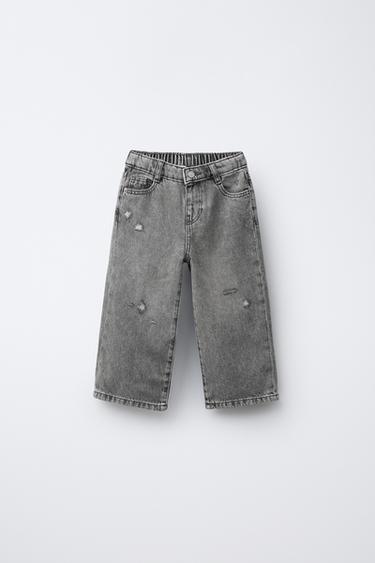 WIDE-LEG JEANS WITH STAR POCKETS - Grey by Zara