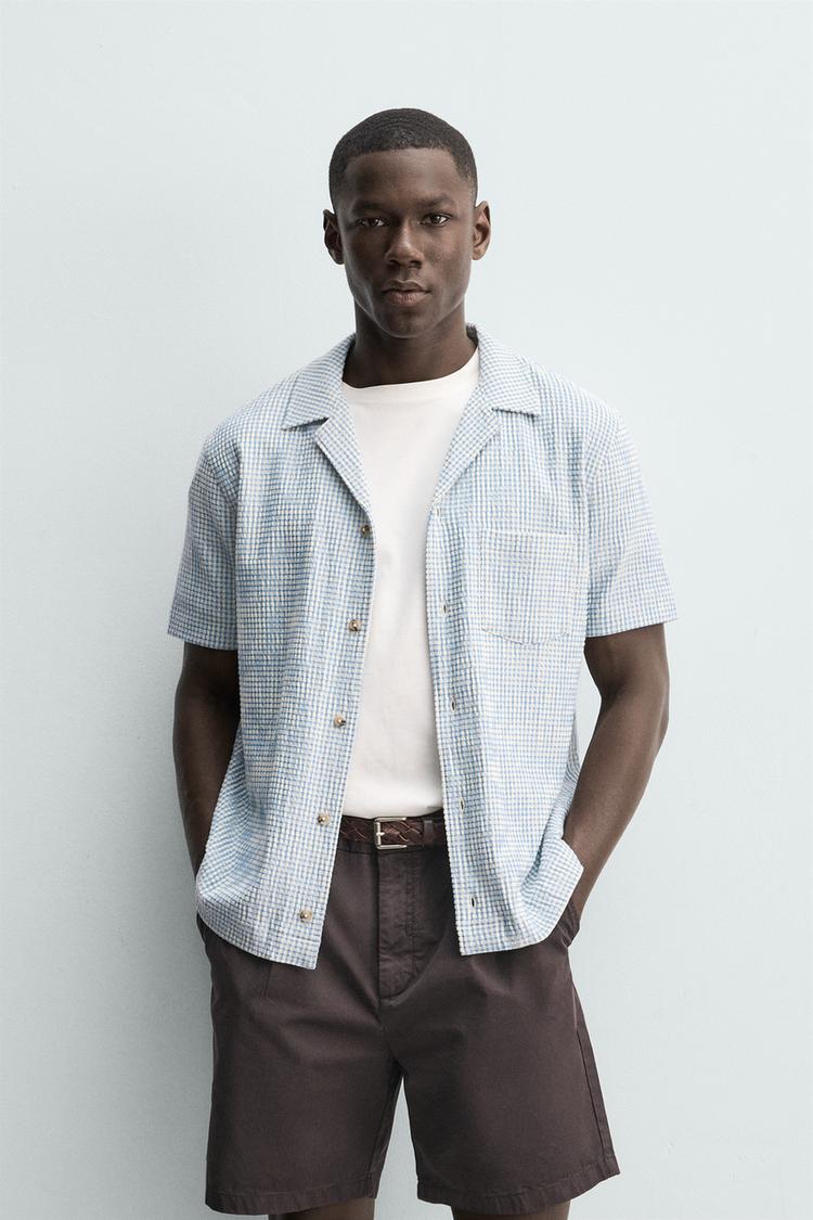 ZARA REGULAR FIT TEXTURED SEERSUCKER SHIRT