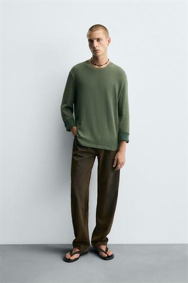 WASHED COTTON SWEATER - washed green by Zara