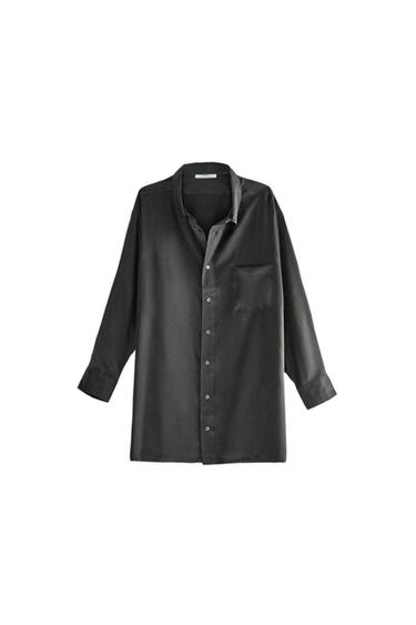 CAMISA DE SEDA - Cinza-escuro da Zara