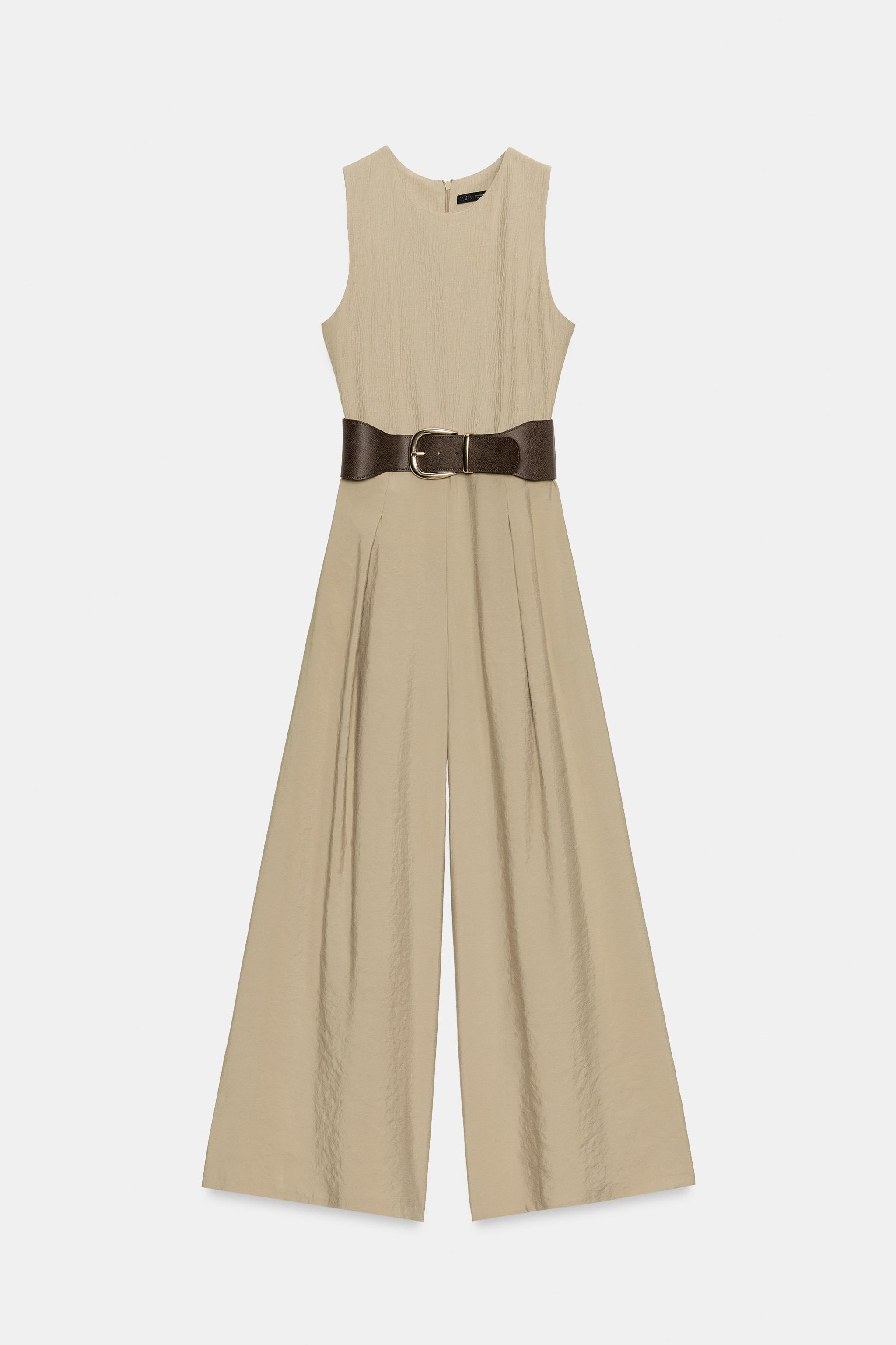 Женские комбинезоны Zara COMBINED WIDE-LEG BELTED JUMPSUIT — фото 6