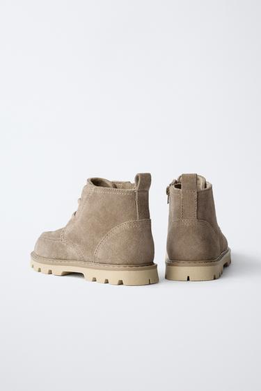 LEATHER BORDÓN BOOTS - Taupe Grey by Zara - Image 4