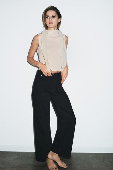 ZW COLLECTION WIDE-LEG HIGH-WAIST JEANS - Black by Zara