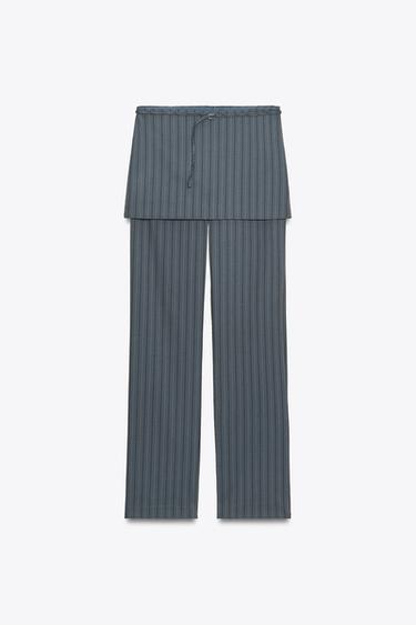 Zara PINSTRIPE SKIRT PANTS - Blue / Gray