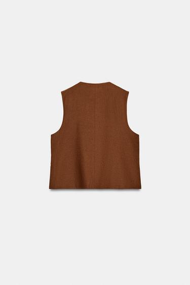 GILET CROISÉ AVEC LIN - Toffee de Zara - Image 4