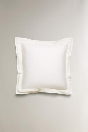 BORDERED SATEEN PILLOWCASE - Oyster-white by Zara - Image 2