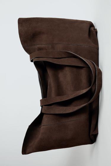 Zara KOŽNA SHOPPER TORBA – Smeđa