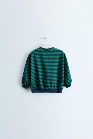 ZARA TIMELESS - STRIPED PRINT SWEATSHIRT — Gray green 2